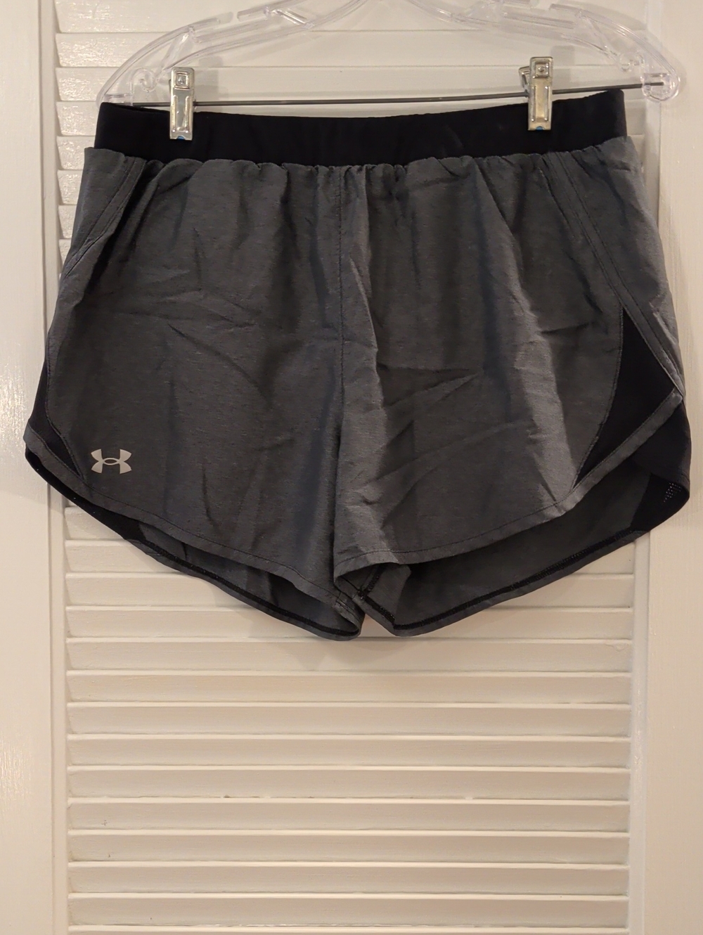 Under Armour Women's Gray Athletic Running Shorts with Black Waistband